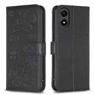 For vivo Y02s Four-leaf Embossed Leather Phone Case(Black) - 1