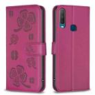 For vivo Y11 / Y12 / Y15 / Y17 Four-leaf Embossed Leather Phone Case(Rose Red) - 1