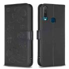 For vivo Y11 / Y12 / Y15 / Y17 Four-leaf Embossed Leather Phone Case(Black) - 1