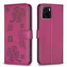 For vivo Y15s Four-leaf Embossed Leather Phone Case(Rose Red) - 1