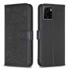 For vivo Y15s Four-leaf Embossed Leather Phone Case(Black) - 1