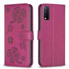 For vivo Y20 Four-leaf Embossed Leather Phone Case(Rose Red) - 1