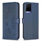 For vivo Y21 / Y21s / Y33s Four-leaf Embossed Leather Phone Case(Blue) - 1