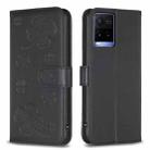 For vivo Y21 / Y21s / Y33s Four-leaf Embossed Leather Phone Case(Black) - 1