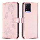 For vivo Y21 / Y21s / Y33s Four-leaf Embossed Leather Phone Case(Pink) - 1