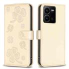 For vivo Y35 4G / Y22s Four-leaf Embossed Leather Phone Case(Gold) - 1