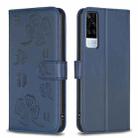 For vivo Y51 2020 / Y51a / Y51s Four-leaf Embossed Leather Phone Case(Blue) - 1