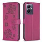 For vivo Y78 5G / Y36 Four-leaf Embossed Leather Phone Case(Rose Red) - 1