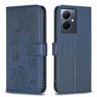 For vivo Y78 5G / Y36 Four-leaf Embossed Leather Phone Case(Blue) - 1