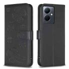 For vivo Y78 5G / Y36 Four-leaf Embossed Leather Phone Case(Black) - 1