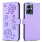 For vivo Y78 5G / Y36 Four-leaf Embossed Leather Phone Case(Purple) - 1