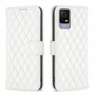 For TCL 405 Diamond Lattice Wallet Flip Leather Phone Case(White) - 1