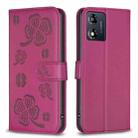 For Motorola Moto E13 4G Four-leaf Embossed Leather Phone Case(Rose Red) - 1