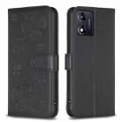 For Motorola Moto E13 4G Four-leaf Embossed Leather Phone Case(Black) - 1