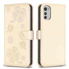 For Motorola Moto E32 4G Four-leaf Embossed Leather Phone Case(Gold) - 1