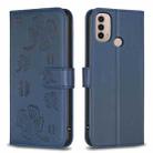 For Motorola Moto E40 / E30 Four-leaf Embossed Leather Phone Case(Blue) - 1