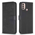 For Motorola Moto E40 / E30 Four-leaf Embossed Leather Phone Case(Black) - 1