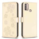 For Motorola Moto E40 / E30 Four-leaf Embossed Leather Phone Case(Gold) - 1