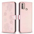 For Motorola Moto E40 / E30 Four-leaf Embossed Leather Phone Case(Pink) - 1