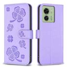 For Motorola Edge 40 5G Four-leaf Embossed Leather Phone Case(Purple) - 1