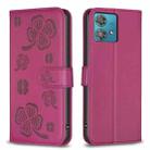 For Motorola Edge 40 Neo Four-leaf Embossed Leather Phone Case(Rose Red) - 1