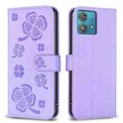 For Motorola Edge 40 Neo Four-leaf Embossed Leather Phone Case(Purple) - 1