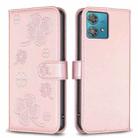 For Motorola Edge 40 Neo Four-leaf Embossed Leather Phone Case(Pink) - 1