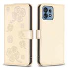 For Motorola Edge 40 Pro 5G / X40 / X40 Pro Four-leaf Embossed Leather Phone Case(Gold) - 1