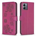 For Motorola Moto G14 4G Four-leaf Embossed Leather Phone Case(Rose Red) - 1