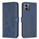 For Motorola Moto G14 4G Four-leaf Embossed Leather Phone Case(Blue) - 1