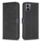 For Motorola Moto G14 4G Four-leaf Embossed Leather Phone Case(Black) - 1