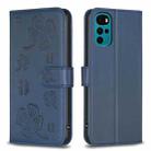 For Motorola Moto G22 Four-leaf Embossed Leather Phone Case(Blue) - 1