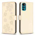 For Motorola Moto G22 Four-leaf Embossed Leather Phone Case(Gold) - 1