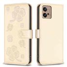 For Motorola Moto G32 4G Four-leaf Embossed Leather Phone Case(Gold) - 1