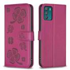 For Motorola Moto G42 Four-leaf Embossed Leather Phone Case(Rose Red) - 1