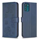 For Motorola Moto G42 Four-leaf Embossed Leather Phone Case(Blue) - 1