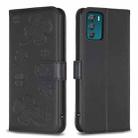 For Motorola Moto G42 Four-leaf Embossed Leather Phone Case(Black) - 1