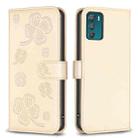 For Motorola Moto G42 Four-leaf Embossed Leather Phone Case(Gold) - 1