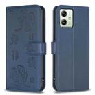 For Motorola Moto G54 5G EU Edition Four-leaf Embossed Leather Phone Case(Blue) - 1