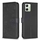 For Motorola Moto G54 5G EU Edition Four-leaf Embossed Leather Phone Case(Black) - 1