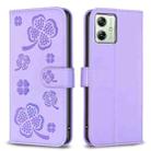 For Motorola Moto G54 5G EU Edition Four-leaf Embossed Leather Phone Case(Purple) - 1