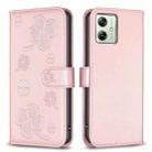 For Motorola Moto G54 5G EU Edition Four-leaf Embossed Leather Phone Case(Pink) - 1