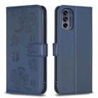 For Motorola Moto G62 Four-leaf Embossed Leather Phone Case(Blue) - 1