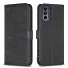 For Motorola Moto G62 Four-leaf Embossed Leather Phone Case(Black) - 1