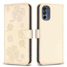 For Motorola Moto G62 Four-leaf Embossed Leather Phone Case(Gold) - 1