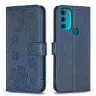 For Motorola Moto G71 Four-leaf Embossed Leather Phone Case(Blue) - 1