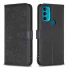 For Motorola Moto G71 Four-leaf Embossed Leather Phone Case(Black) - 1