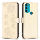 For Motorola Moto G71 Four-leaf Embossed Leather Phone Case(Gold) - 1