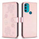 For Motorola Moto G71 Four-leaf Embossed Leather Phone Case(Pink) - 1