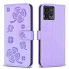 For Motorola Moto G72 Four-leaf Embossed Leather Phone Case(Purple) - 1